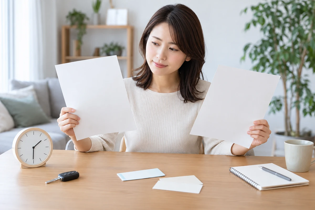 見積書と時計と車両や高速道路や宿泊の費用項目を確認するイメージ