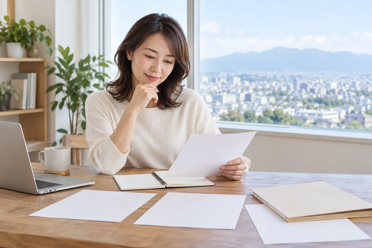 栃木で浮気調査の目的と移動範囲と予算を整理する成人女性のイメージ