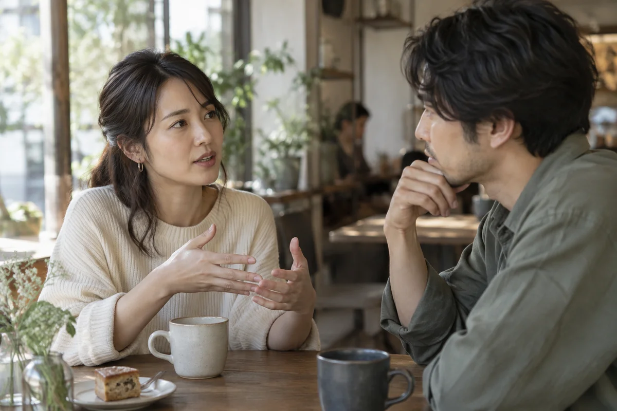カフェで嫌だったことを穏やかに伝える女性