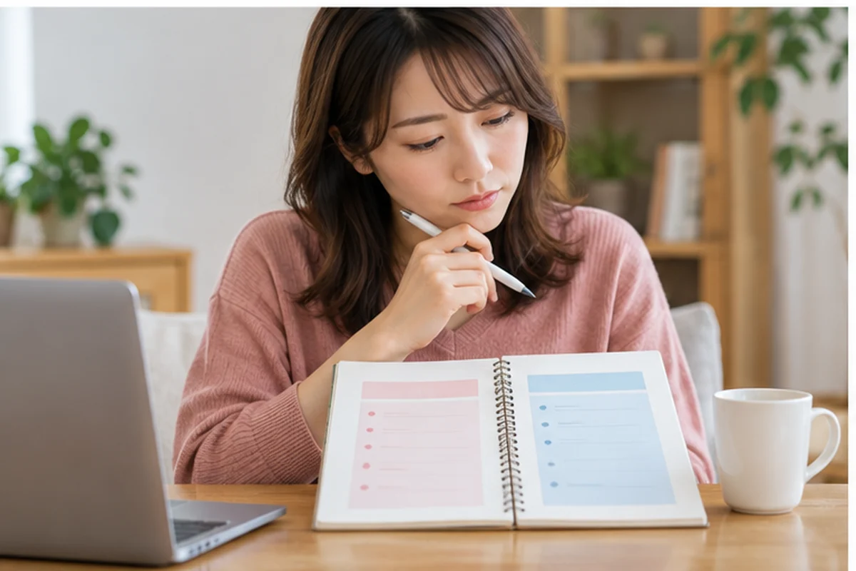 ウラナの先払いと後払いを比較する女性