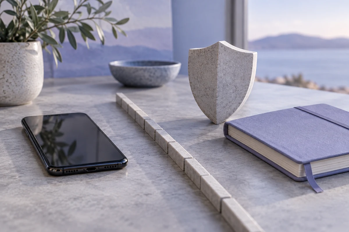 連絡の境界と安全を確認するスマートフォン