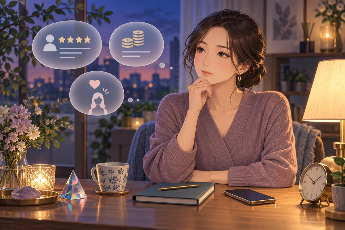 電話占いの口コミと料金を確認して渦羅先生への相談を検討する女性