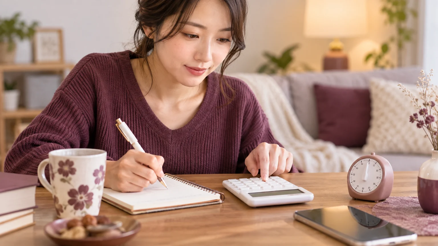 電話相談の時間と予算を計算する女性のイメージ