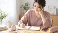 復縁相談前に事実と質問と予算を整理する成人女性のイメージ