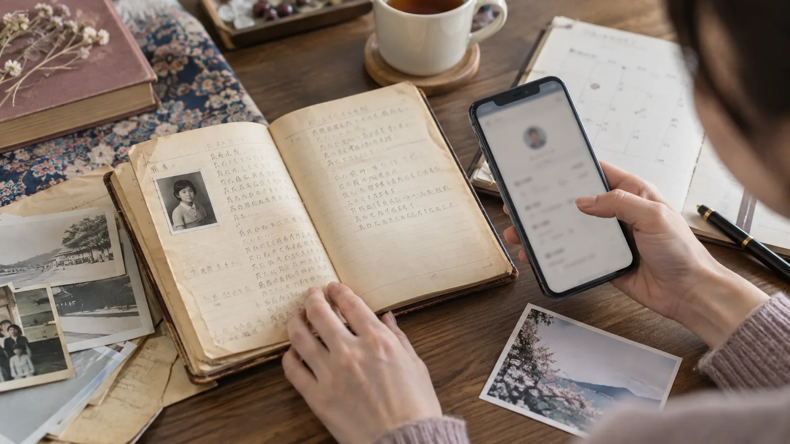 過去と現在の情報を見比べるイメージ