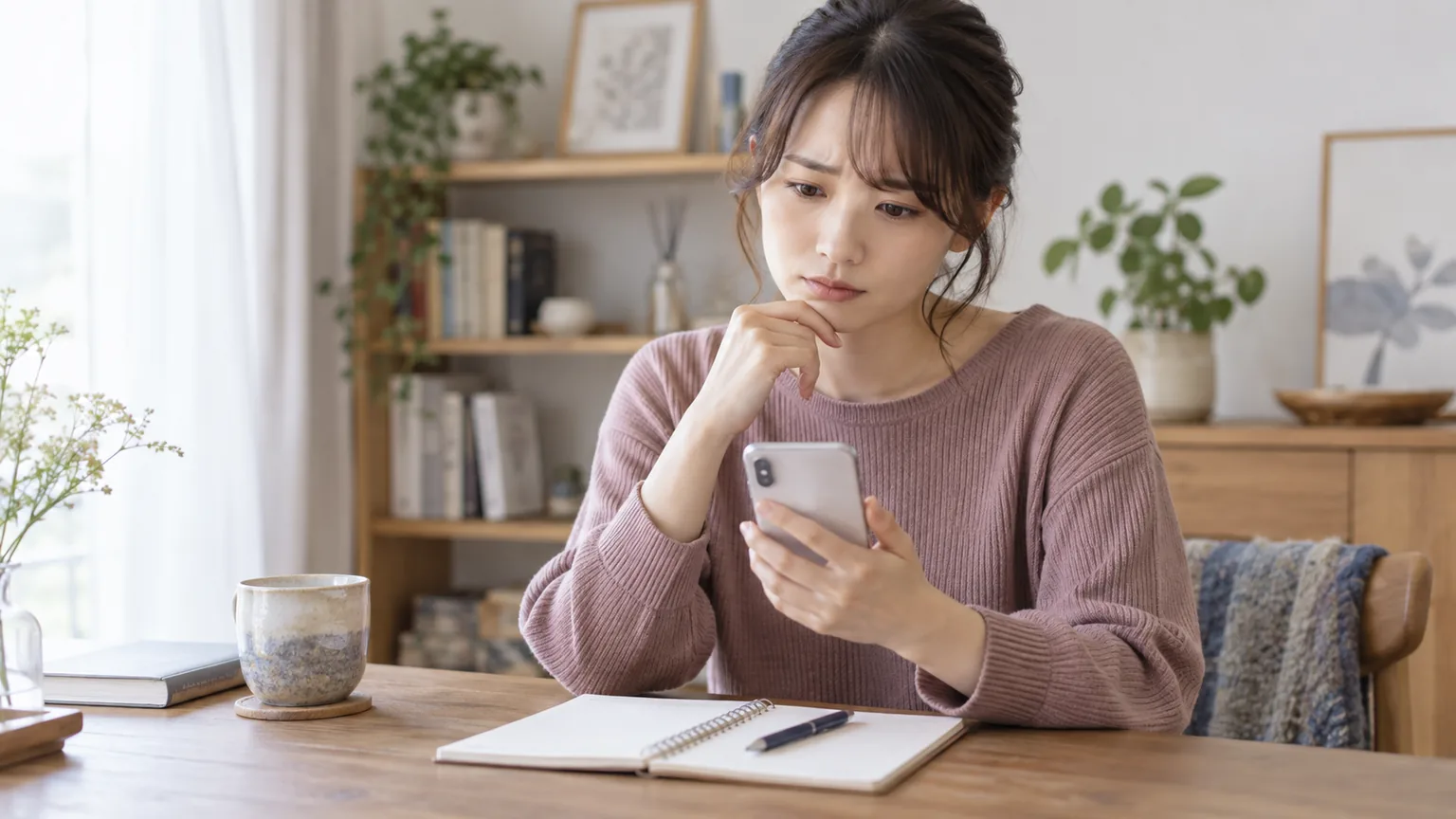 現在の在籍情報を確認する女性
