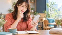 ワクワクメールの口コミと公式情報を比較する成人女性のイメージ