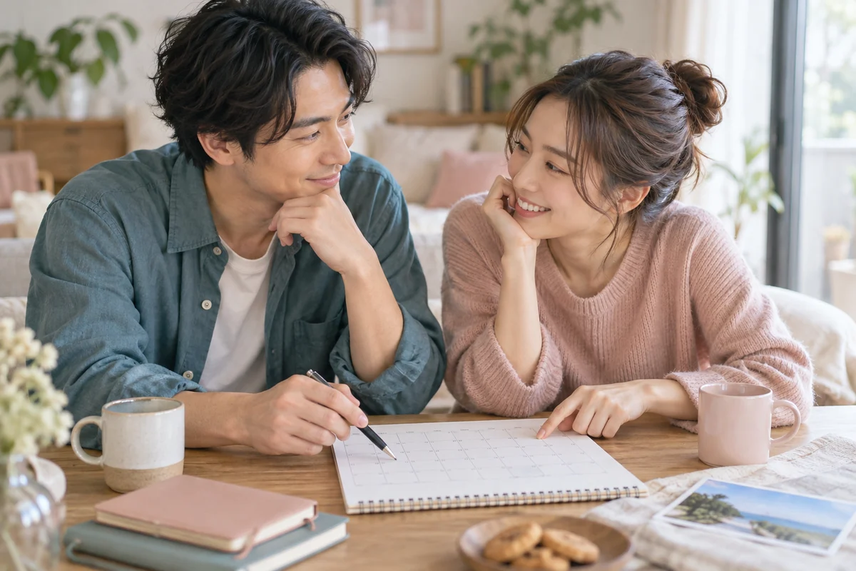 一人の相手との次の約束を決める男女