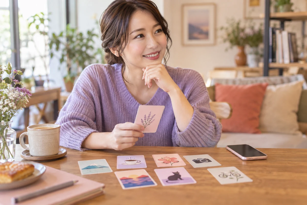 趣味と価値観のカードから会話を考える成人女性