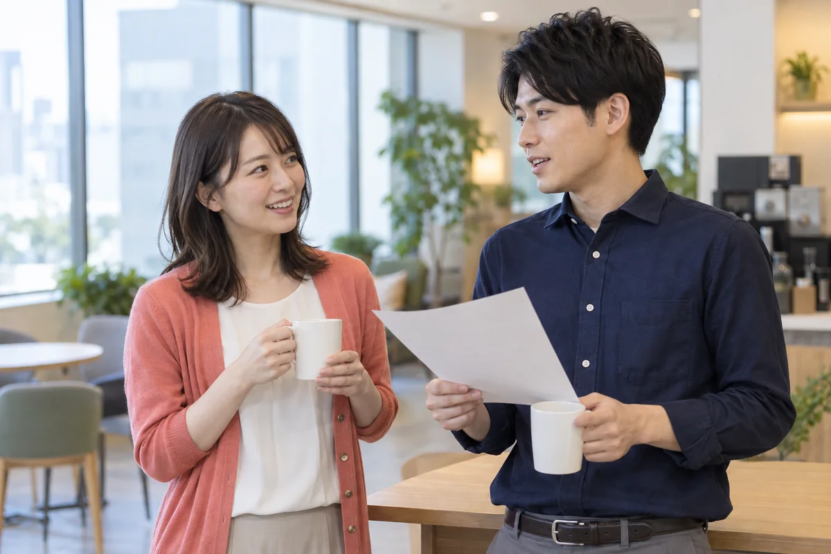 共有の話題から自然に会話を始める男女