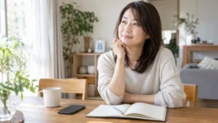 自宅でパートナー探しを考える40代の女性のイメージ