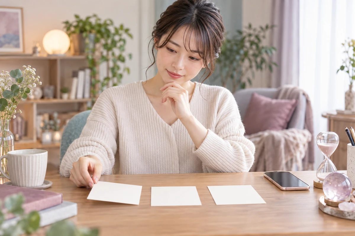 悠珠先生への相談前によくある疑問を整理する女性